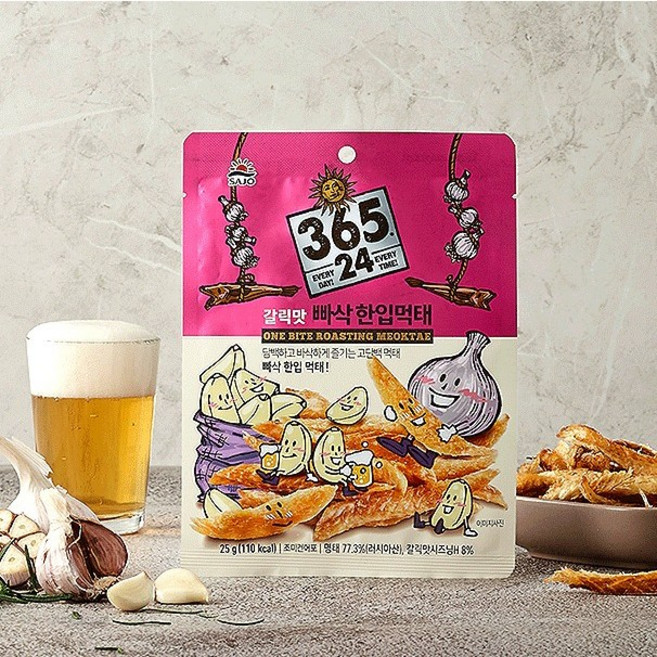 사조 빠삭하게 구운 한입 먹태 갈릭맛 먹태깡, 25g, 25개