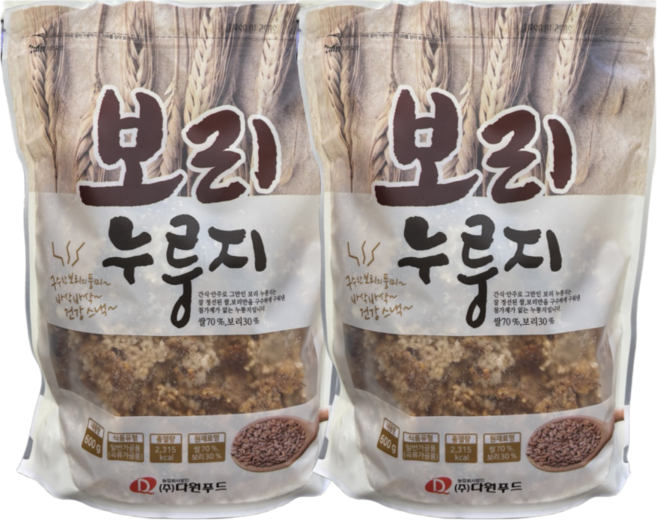 [다원푸드] 구수한 보리누룽지 600g, 2개