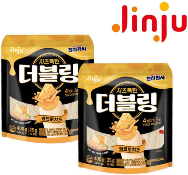 진주 천하장사 더블링 콰트로치즈 400g X 2개, 어묵스프(6g)