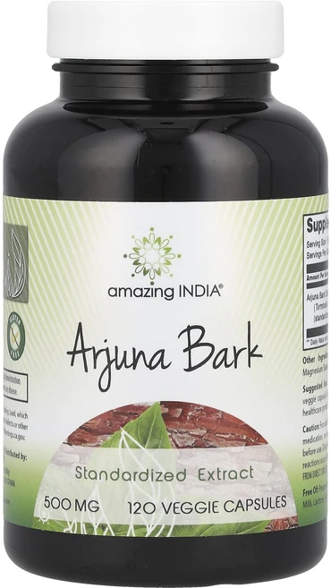 Amazing India 아르주나껍질 표준화된 추출물 500mg 베지 캡슐 120정, AmazingIndia아르주나껍질표준화된추출물500mg, 1개 - 쿠팡