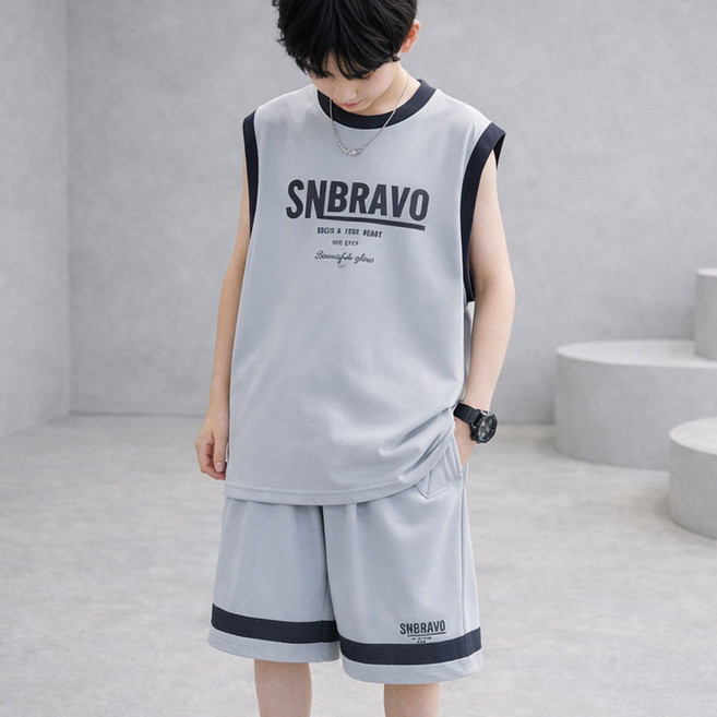 지디오 주니어 남아 여름 상하복 민소매 티셔츠 반바지 밴딩 팬츠 쇼츠 여름 운동복 슬리브리스 나시 셋업