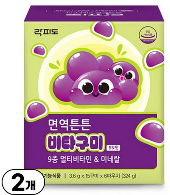 락피도 비타구미 포도맛, 324g, 3개