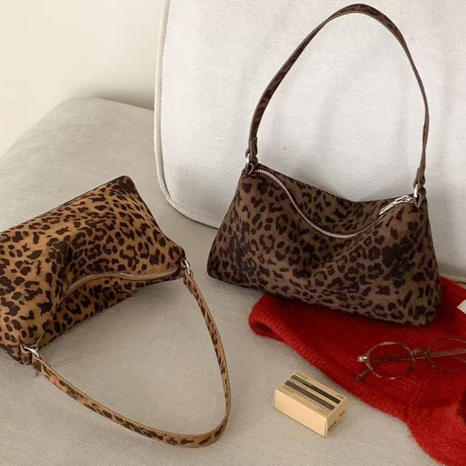 스웨이드 호피 숄더백 세무 가방 레오파드
