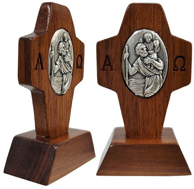 가톨릭천주교성물 차량용 십자가 크리스토폴 메탈, 1개