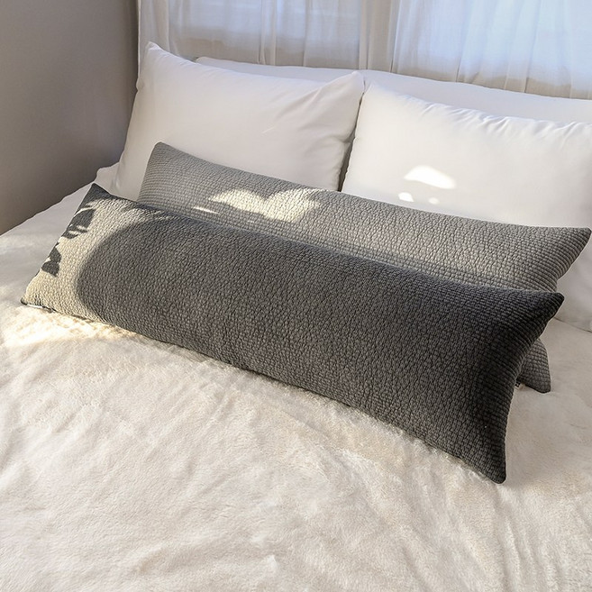 더스케치 퀼팅 피그먼트 바이오워싱 일자형 바디필로우 긴베개 커버분리형, 차콜