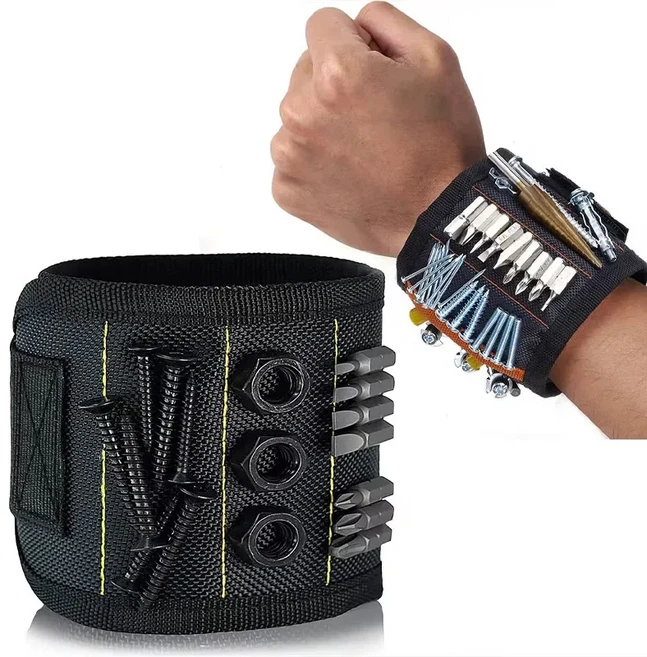자동차 보조 유지 관리 도구 자기 흡착 손목 보호대 스트랩 다기능 네일 스크류, 01 blcak