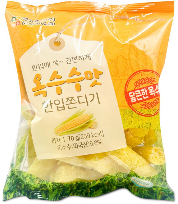 에코푸드 한입 쫀디기 옥수수맛 70g 설탕 쫀드기 소비기한 26.06.10