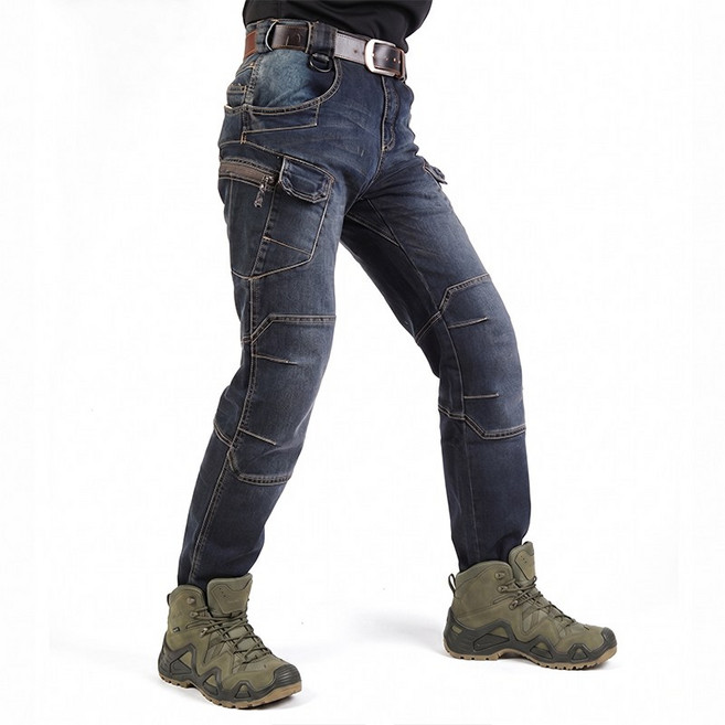 남성용 전술 카고 데님 팬츠 작업복 청바지 IX7