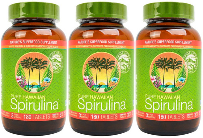 뉴트렉스하와이 퓨어 하와이안 스피룰리나 퍼시피카 1000mg 타블렛, 3개, 180정