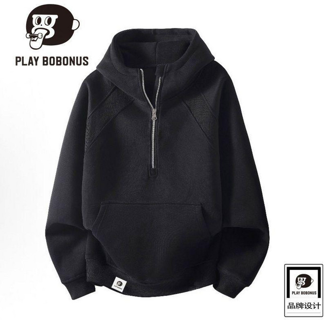 PLAY BOBONUS 美式半拉鍊連帽衛衣
