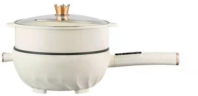 전기 롤팬 후라이팬 야체 자동회전 쿠커 지능형 다기능 피자팬, 4L 기계식 단일팬 화이트