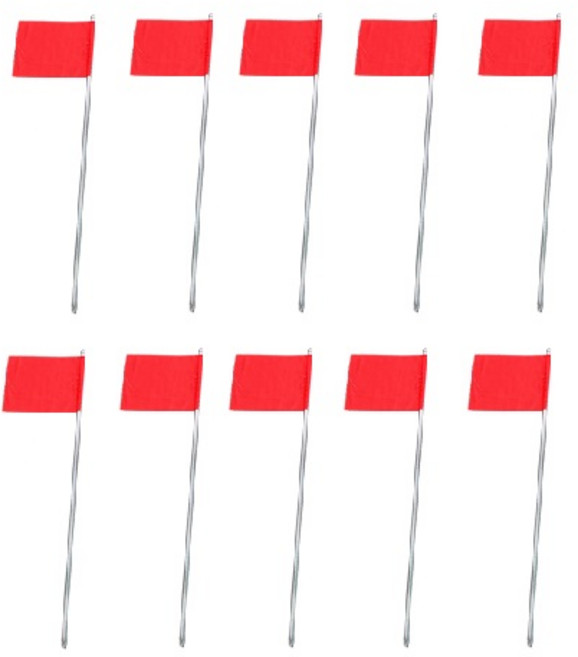 측량깃발 측량지지대 완제품 삼각빨강 1.2m, 10개