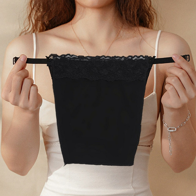 1+1 헬스와미 프리미엄 똑딱이 디자인 예쁜 레이스 가슴골 커버 브라 고정