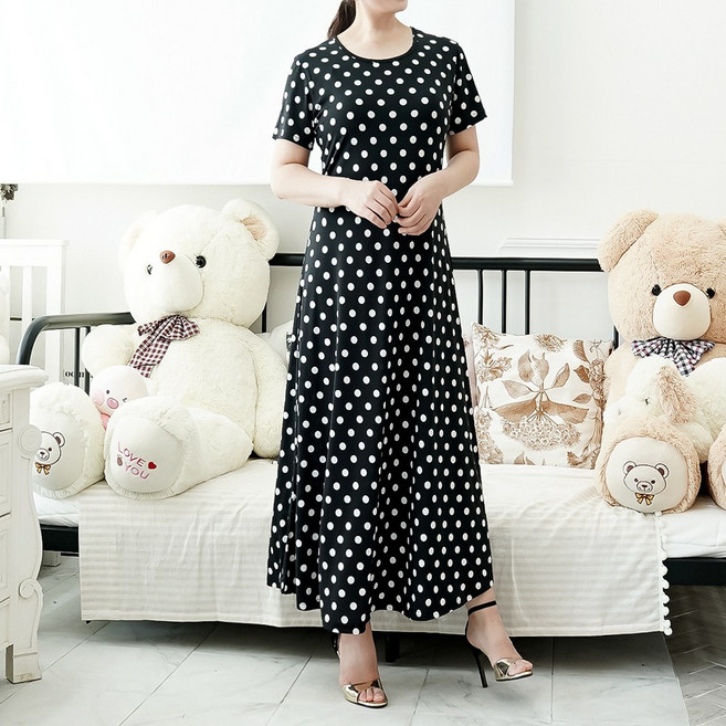 바닐라나인 구김없는 냉장고 쿨원단 A라인 반팔 롱원피스 7종