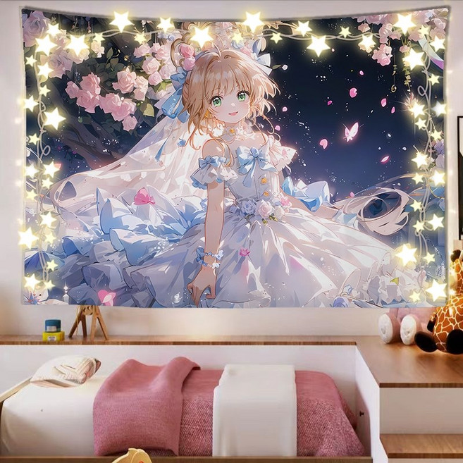 카드캡터체리 포스터 패브릭 천 태피스트리 일본애니 배경, M