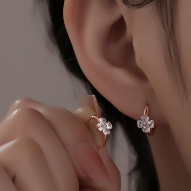 티모니 여성용 14k GF 플라워 원터치 귀걸이 큐빅 귀걸이 여성패션 선물포장