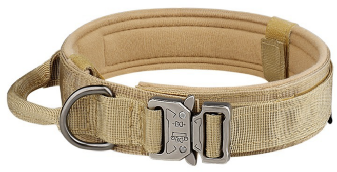 세오나 튼튼한 중형견 대형견 핸들 버클 목줄, 1개, 베이지