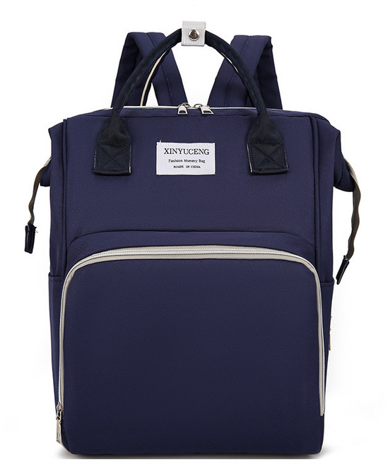 DFMEI 新款媽咪包純色媽咪包女大容量收納雙肩包多功能戶外帶娃母嬰包, 藍色