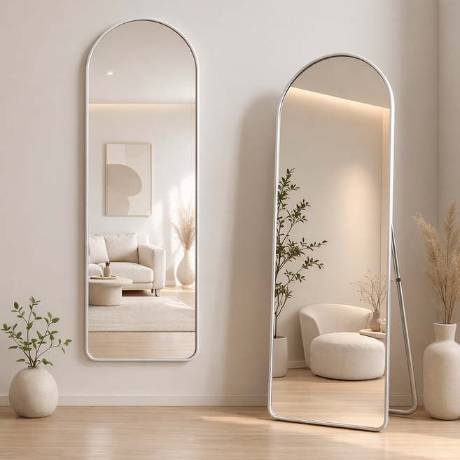 헤븐하임 스탠드 벽걸이 아치형 전신거울, WHITE-화이트