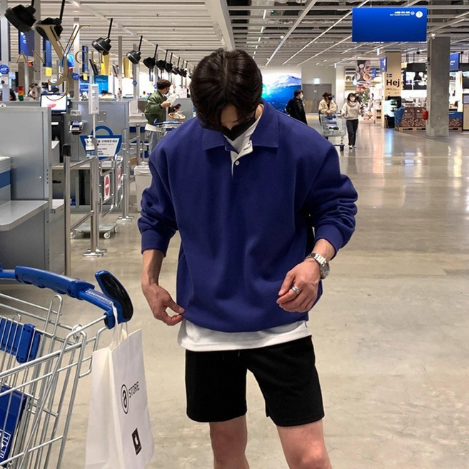 ANYOU 남성 맨투맨 캐주얼 루즈핏 맨투맨