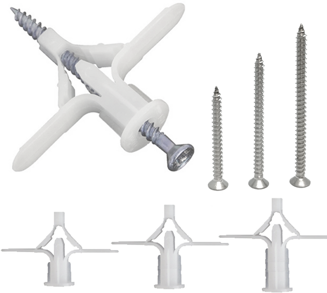 굿나잇몰 석고보드 동공앙카 10개 + 나사 10개 세트 소형 중형 대형 12mm 18mm 24mm 석고보드용 앙카