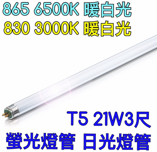 築光坊 T5 21W 3尺 螢光燈管 6500K 3000K, 1個, T5 21W 螢光燈管 3000K, 3000K/6500K