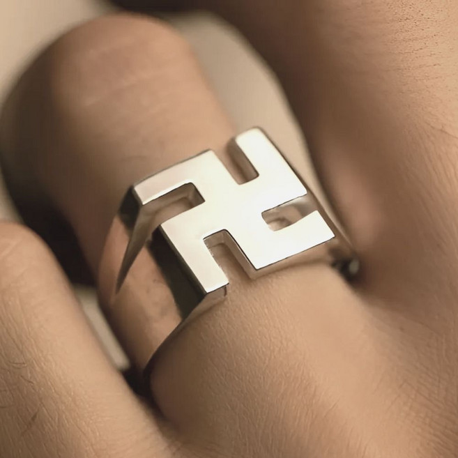 코코날다 불교 은반지 16mm 만자 무도금 남성 925 굵은 실버반지 13호-25호 순은링