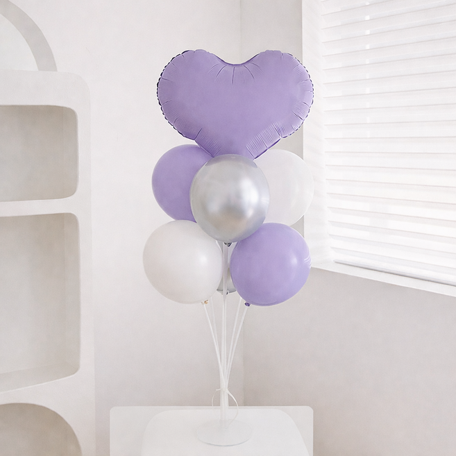 러블리하트 생일파티 셀프 스탠드 풍선장식 DIY, 1개, 퍼플하트실버