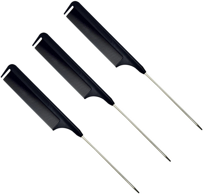 삼팔공스튜디오 전문가용 카본 스틸 쇠 꼬리빗, 3개, 블랙