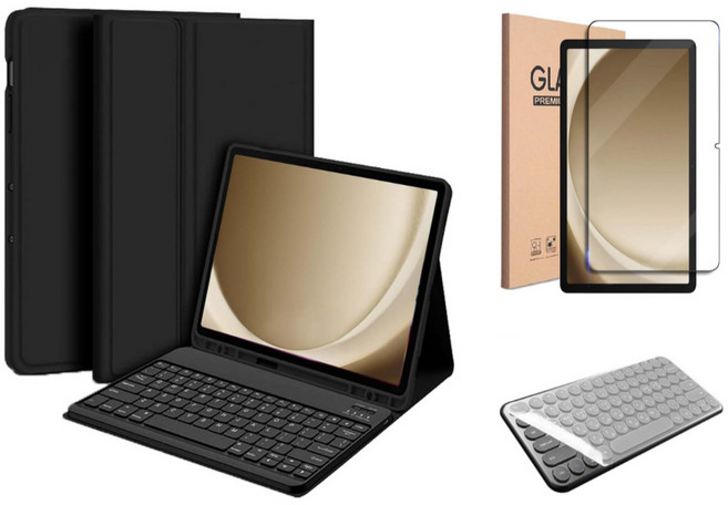 갤럭시탭 호환 블루투스 무선 키보드 케이스 북커버 S펜수납 삼성, 블랙