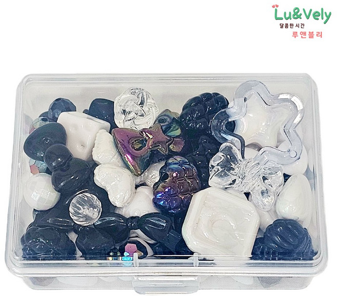 [루앤블리] 볼꾸 DIY 키트 스트랩 파츠 볼팬 꾸미기 팔찌 반지 키링 만들기 공예 재료 120g, 1개, 화이트앤블랙