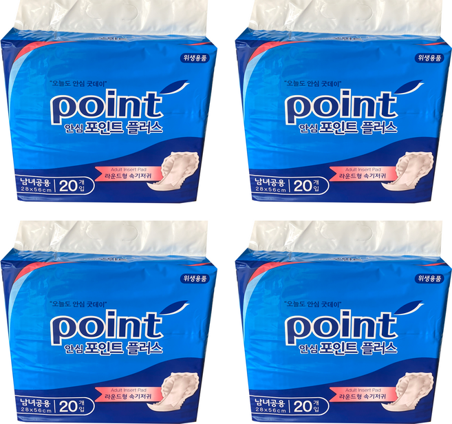 안심 포인트 플러스 라운드형 속기저귀 4팩80매 최근제조, 4개, 20개입, FREE(onesize)