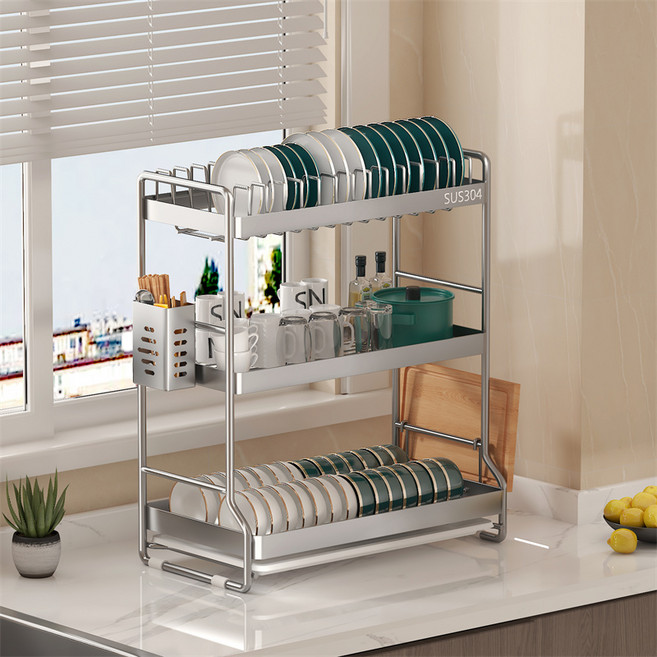 304 스테인레스 식기건조대 2단 3단+껍질을 벗기는 칼, 1개