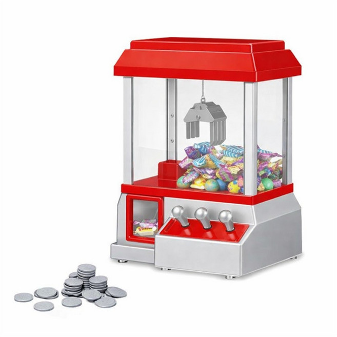 미니인형뽑기 인형 뽑기 캡슐 사탕 기계 휴대용 플러시 그래버 아케이드 동전으로 작동하는 플라스틱 미니 캔디 그랩 어린이 및 성인을 위한 파티 용품 엔터테인먼트, 1개
