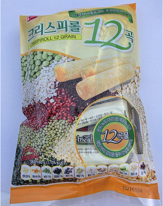 크리스피롤 12곡 180g 토핑 바삭한 곡물과자 홈카페, 6개