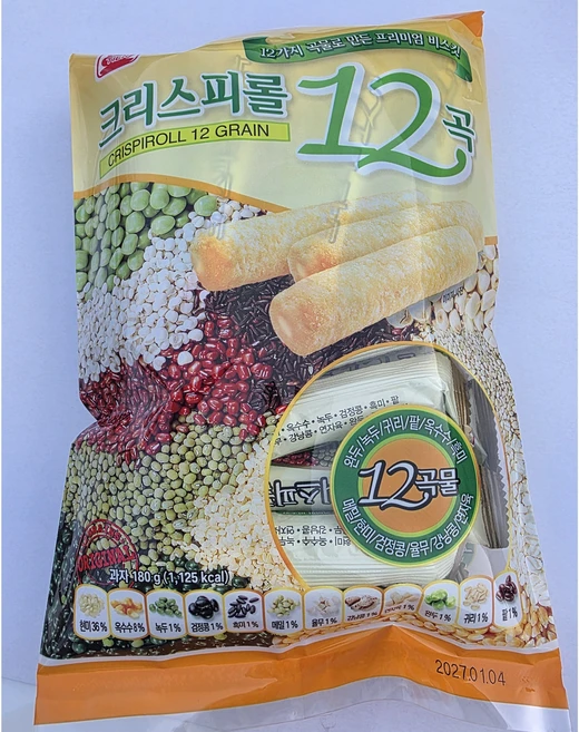 크리스피롤 12곡 180g 토핑 바삭한 곡물과자 홈카페, 4개 - 쿠팡