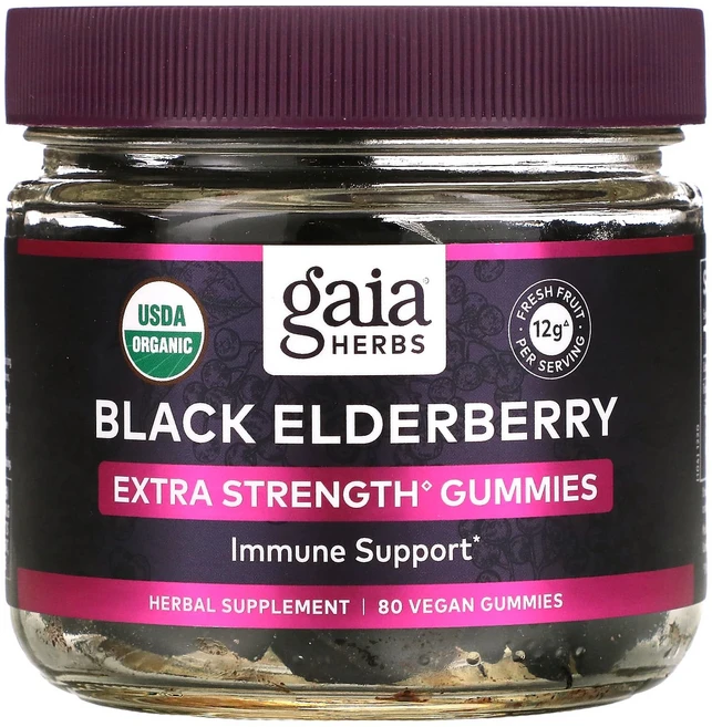 Gaia Herbs 블랙 엘더베리 엑스트라 스트렝스 면역력 강화 구미젤리 비건 구미젤리 80개, GaiaHerbs블랙엘더베리엑스트라스트렝스면역력강화구미, 1개, 80정 - 쿠팡