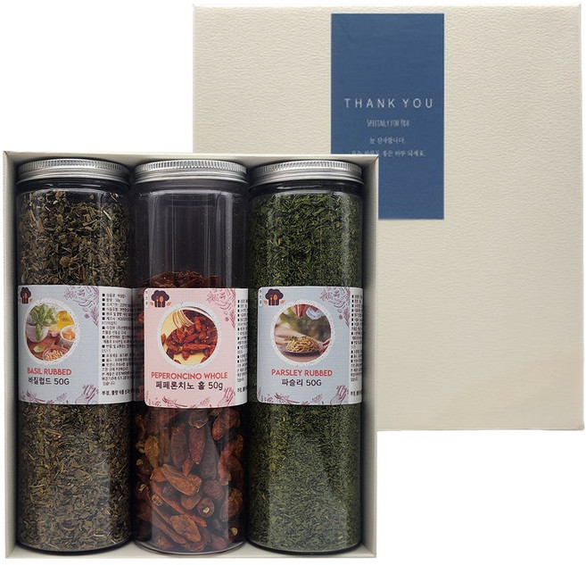 파스타 페트 선물세트(페페론치노 파슬리 바질), 60g, 1