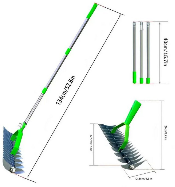 잔디갈고리 뿌리호미 제거기 부품 헤드 갈퀴 잔디관리 02. 헤드+폴(1.30m) 1개