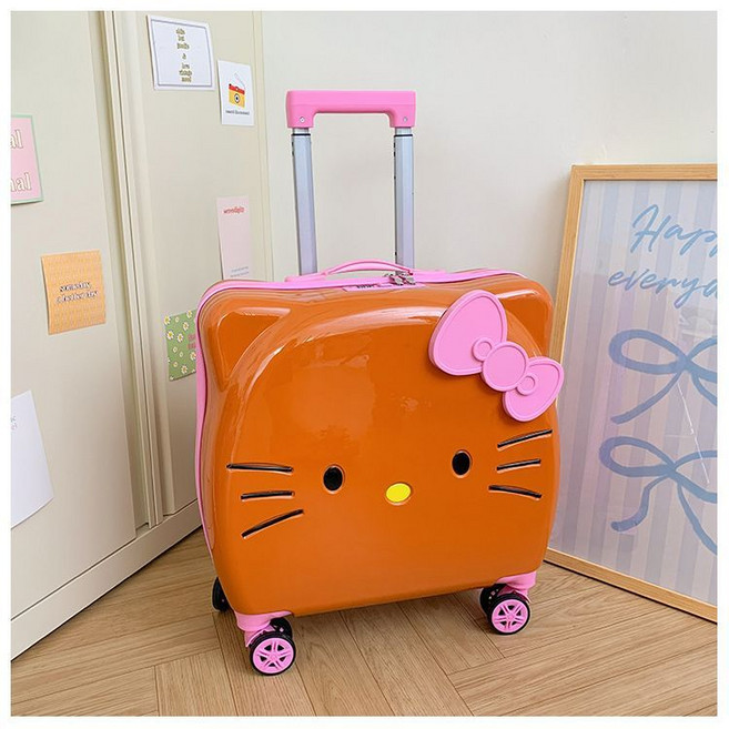 헬로키티 캐리어 여행가방 무소음 바퀴 360도 회전 비밀번호 잠금 하드 여행용 캐리어
