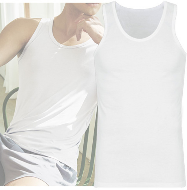 스페클로 남성용 60수 순면100% 화이트 필 화이트런닝 3매입