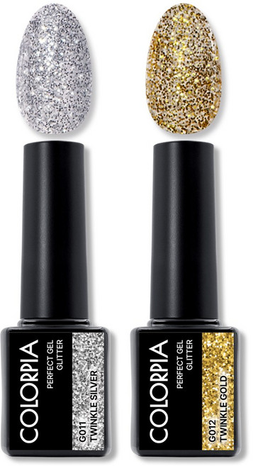 칼라피아 원스텝 퍼펙트젤 글리터 젤네일 세트, 1세트, 01. 트윙클실버+트윙클골드