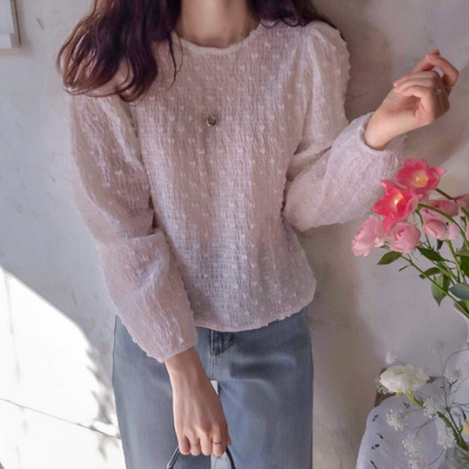 리린 LABEL 앤플랜스 입체적눈꽃 요루스판 단아한 블라우스 2847916