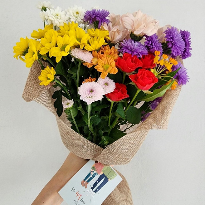 헬로우조이풀 들꽃 생화 한다발 계절 꽃다발 택배, 1개, 포장 포함