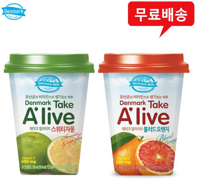 동원 덴마크 테이크 얼라이브250ml 스위티자몽6컵+블러드오렌지6컵 유산균음료, 1개, 250ml