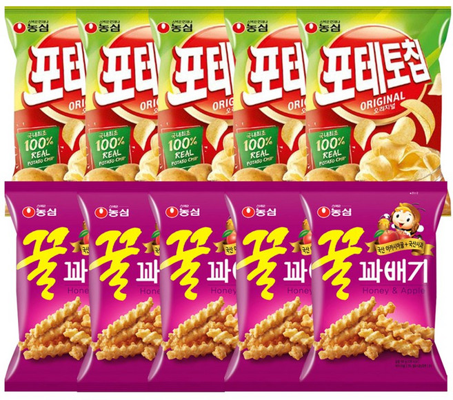 농심 꿀꽈배기 5 + 포테토칩 5, 10개