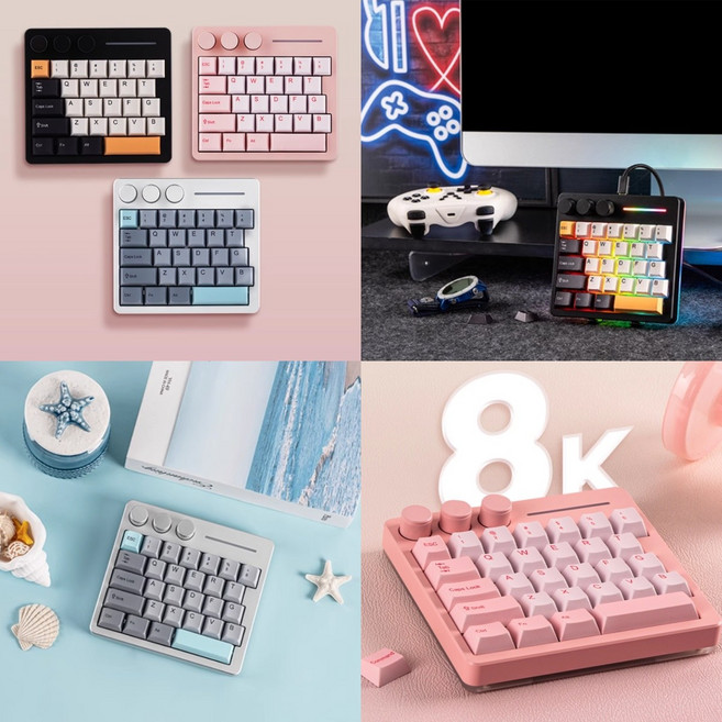 트루펙트 KiiBOOM Cybrix29 싱글핸드 미니 키보드 마그네틱축 CNC 디자이너 키패드 RGB 30%배열 29키+3회전노브 TOP구조 FR4 유선8K버전, Cybrix29버전-핑크-지소자축