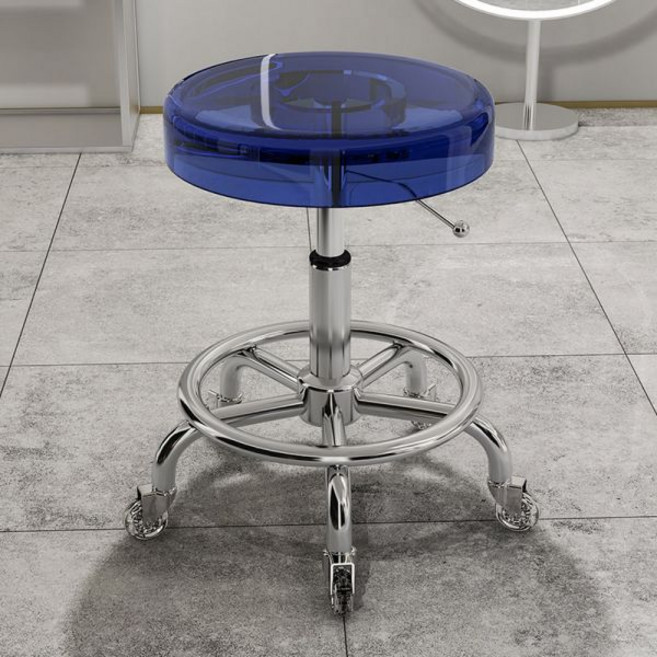 실 보조 커트의자 바퀴달린 화이트 바퀴달린의자 스텐 진료의자 보조의자 이발소 바퀴, 블루-투명 크리스털 휠