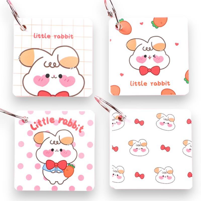 베르보 귀여운 미니 사각 단어장 휴대용 단어암기장 학생 문구 80매 1세트, 4개, 랜덤색상