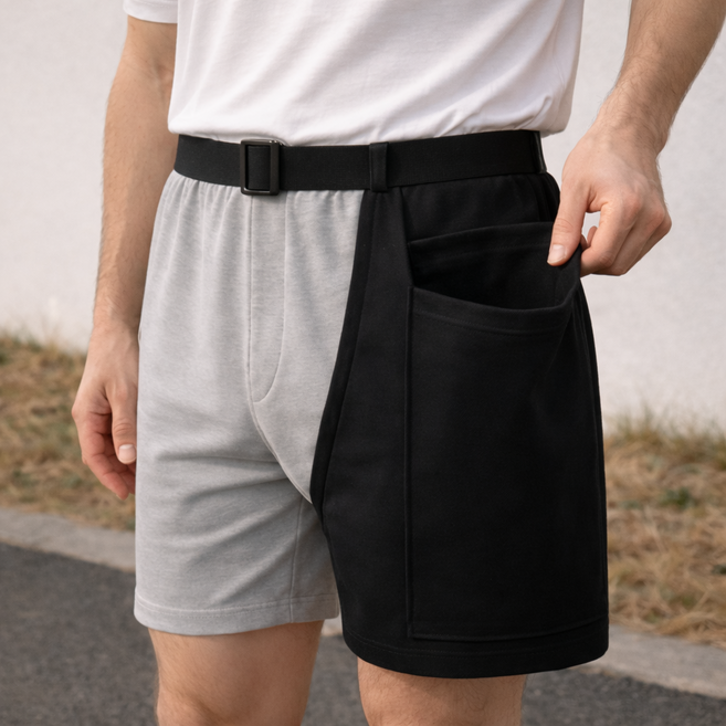 로로랜디 소변 주머니 가방 소변줄 벨트 수납 바지 반바지 노인 환자 포켓 요양 외출 남녀 공용, 1개, 블랙(free size)